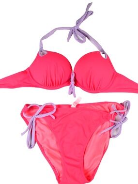 VICTORIA SECRET swimsuit Bombshell push-up top 32A, side-tie bikini bottom M